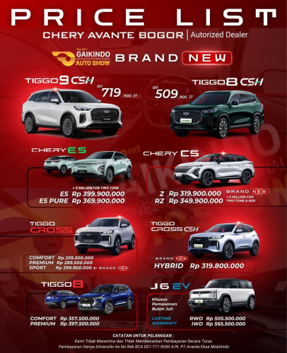 Pricelist Harga Chery deltamas 2025